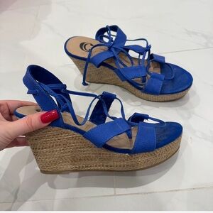 Charming Charlie Blue Wedge Sandals with Strappy Design
